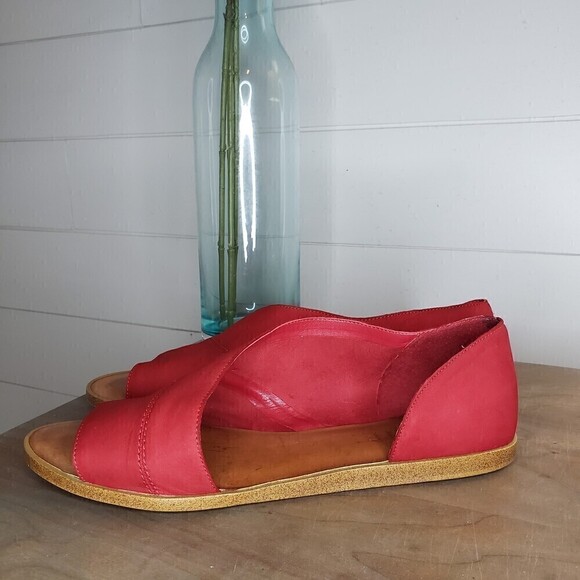 1.State Red Leather Celvin Slip On Open Almond Toe Sandals Size 10 - Picture 2 of 7